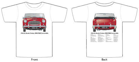 Austin Healey 3000 MkII Convertible 1962-64 T-shirt Front & Back